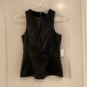 Faux leather peplum top